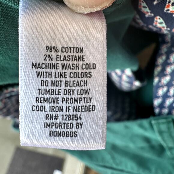 Bonobos Men's Men's Flat Front 7" Cotton Chino Shorts in Mallard Green, Size 33 - Picture 4 of 6